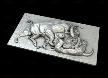 3D model Buffalo fights off tigers (STL)